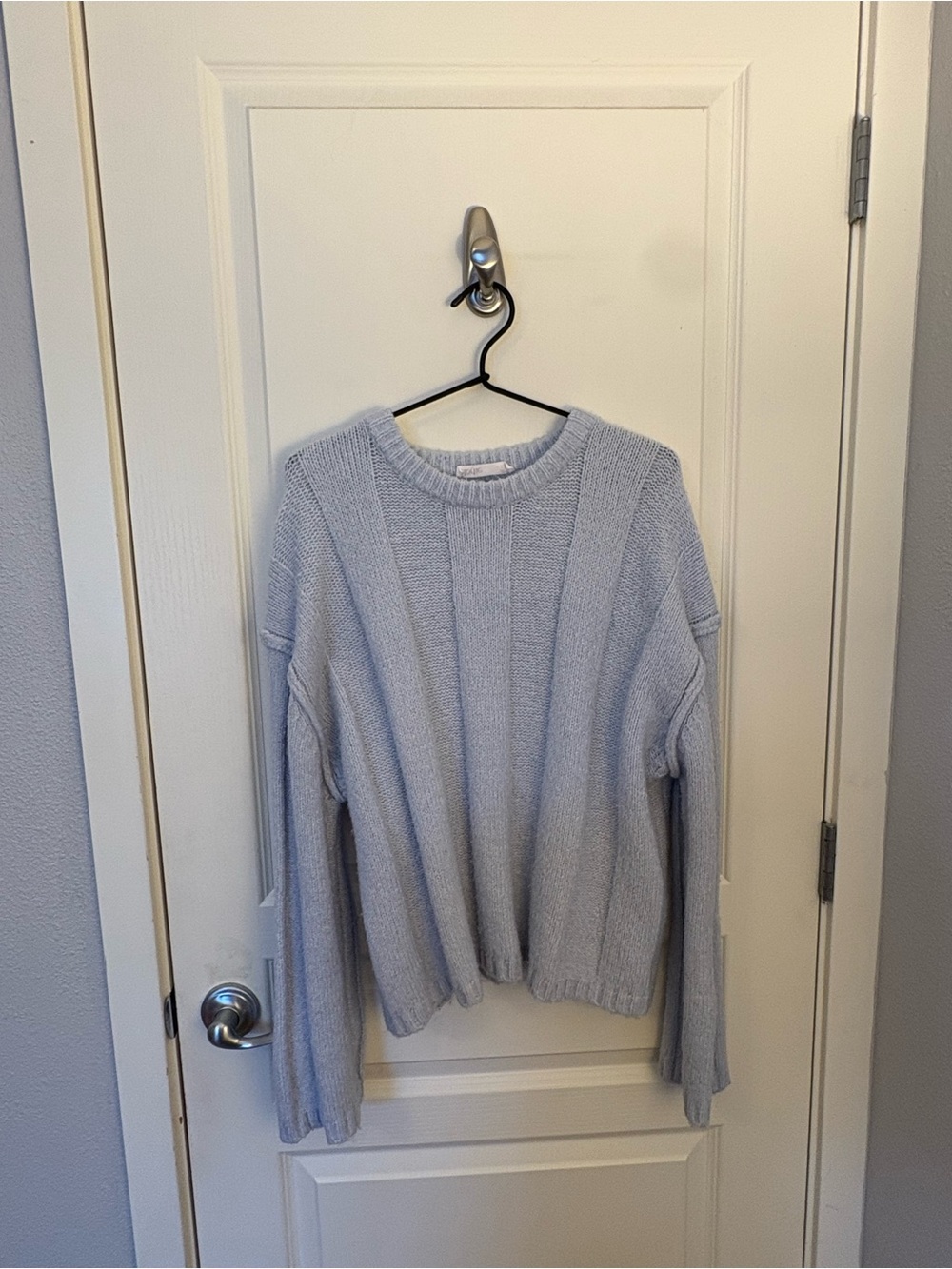 Elodie Pale Blue Ribbed Crewneck Sweater